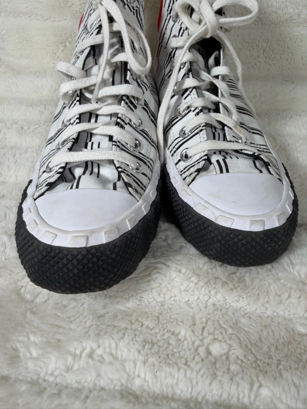 Mens 7 CONVERSE CHUCK TAYLOR UNT1TL3D HIGH "TRANSLUCENT BARCODE WHITE/RED 6.5 - Picture 4 of 8